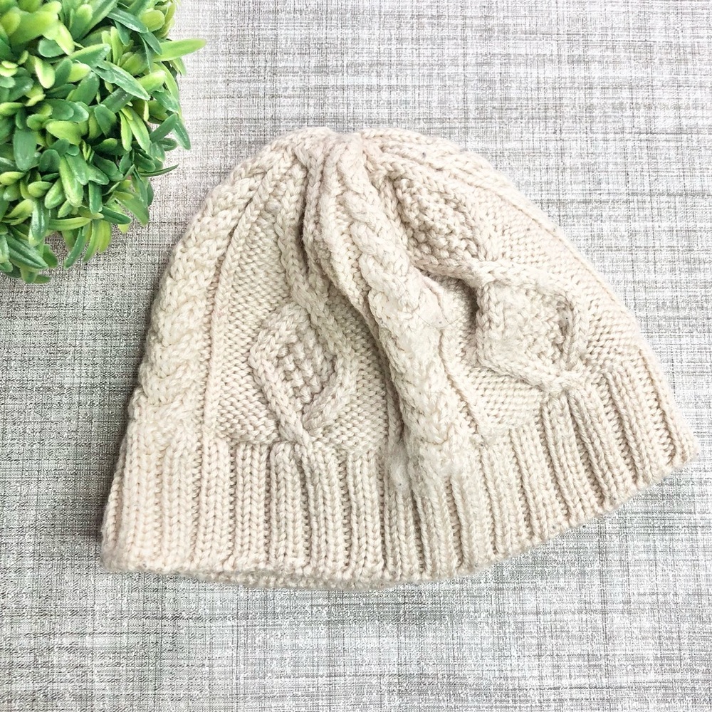 Janie & Jack infant 💯% wool cable knit hat/ beanie, cream/ ecru